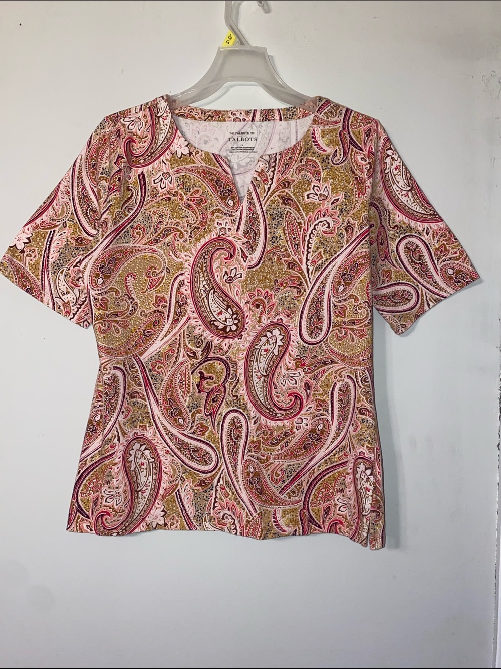 Talbots Pink and Tan Paisley Short-Sleeve Tee